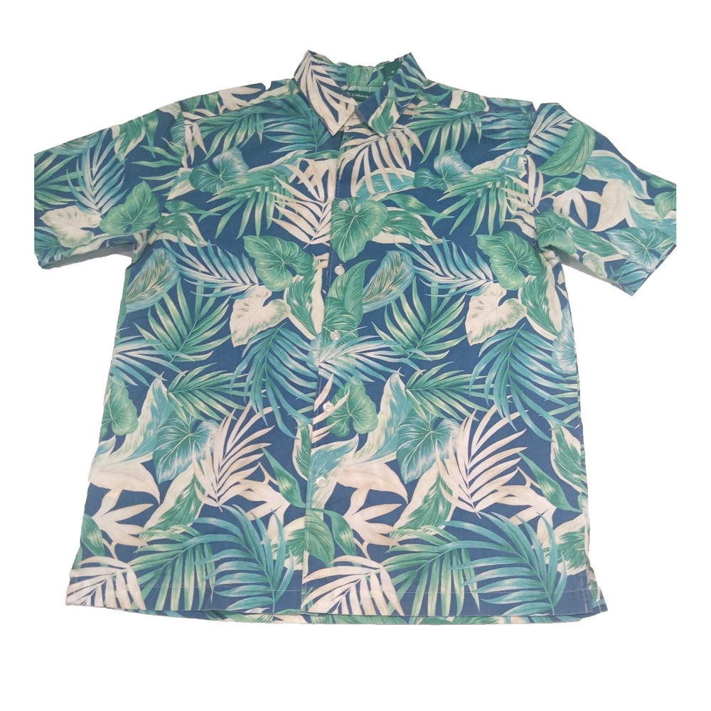 Cubavera Men Blue Tropical Summer Short Sleeve Shirt Size M